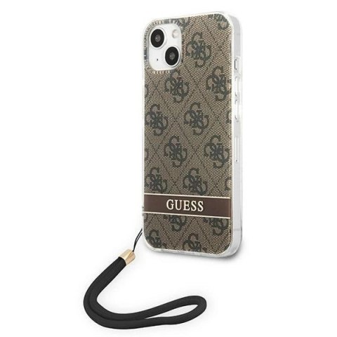 Etui Guess 4G Print Strap na iPhone 14 Plus - brązowe
