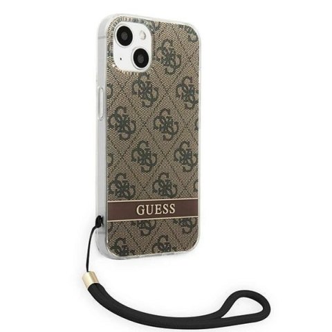 Etui Guess 4G Print Strap na iPhone 14 Plus - brązowe