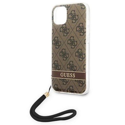 Etui Guess 4G Print Strap na iPhone 14 Plus - brązowe