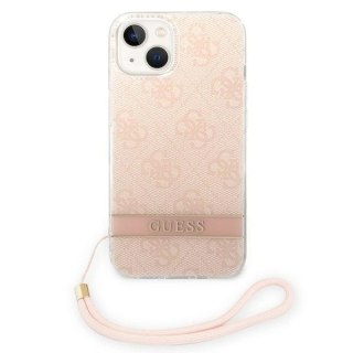 Etui Guess 4G Print Strap na iPhone 14 Plus - różowe