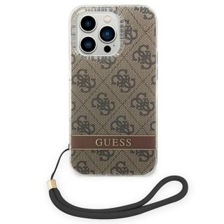 Etui Guess 4G Print Strap na iPhone 14 Pro Max - brązowe