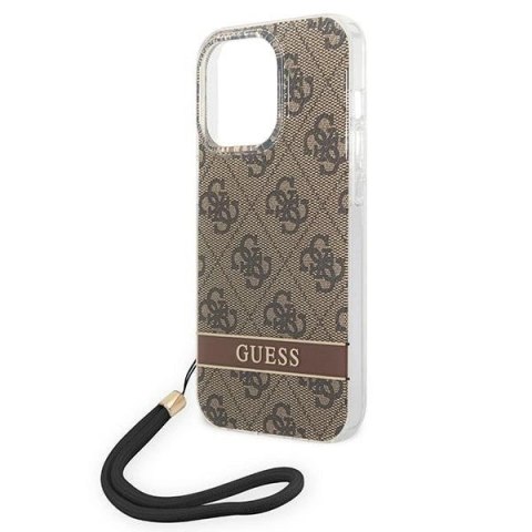Etui Guess 4G Print Strap na iPhone 14 Pro Max - brązowe
