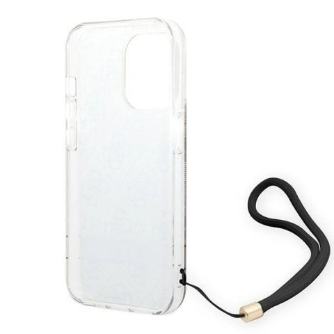 Etui Guess 4G Print Strap na iPhone 14 Pro - brązowe