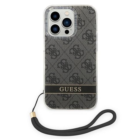 Etui Guess 4G Print Strap na iPhone 14 Pro - czarne