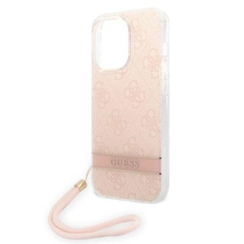 Etui Guess 4G Print Strap na iPhone 14 Pro - różowe