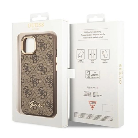 Etui Guess 4G Vintage Gold Logo na iPhone 14 Plus - brązowe
