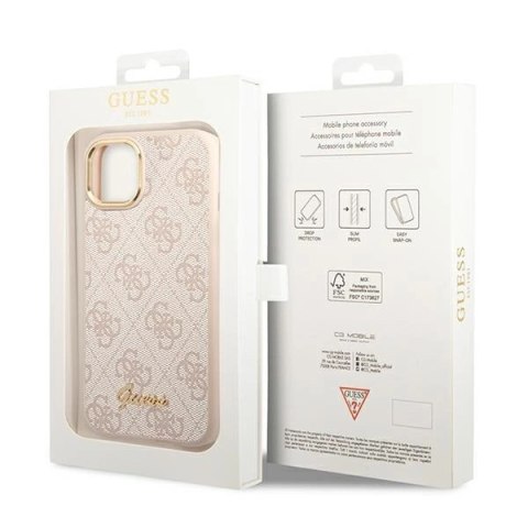 Etui Guess 4G Vintage Gold Logo na iPhone 14 Plus - różowe