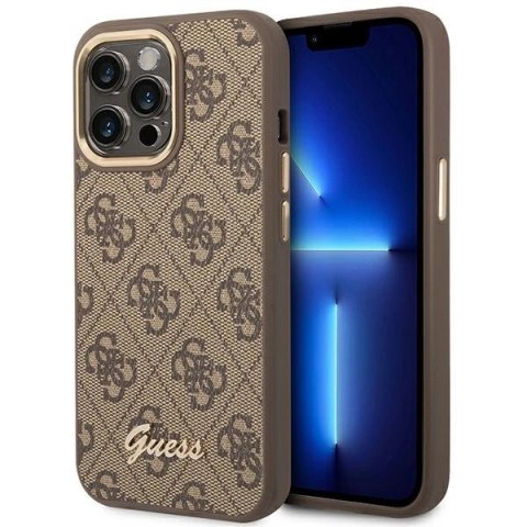 Etui Guess 4G Vintage Gold Logo na iPhone 14 Pro Max - brązowe