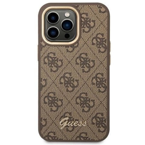 Etui Guess 4G Vintage Gold Logo na iPhone 14 Pro Max - brązowe
