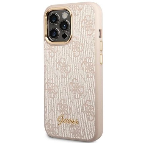 Etui Guess 4G Vintage Gold Logo na iPhone 14 Pro Max - różowe