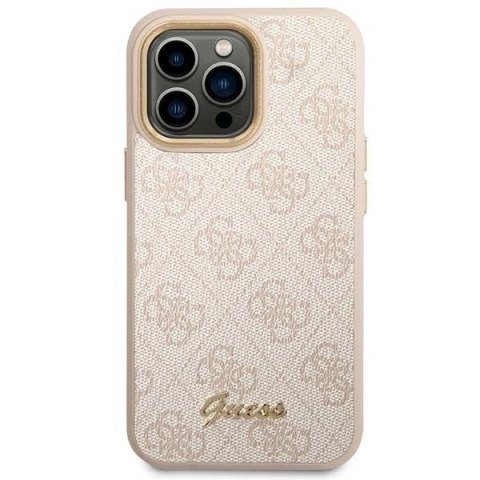 Etui Guess 4G Vintage Gold Logo na iPhone 14 Pro Max - różowe