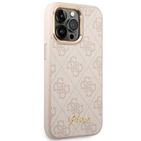 Etui Guess 4G Vintage Gold Logo na iPhone 14 Pro Max - różowe