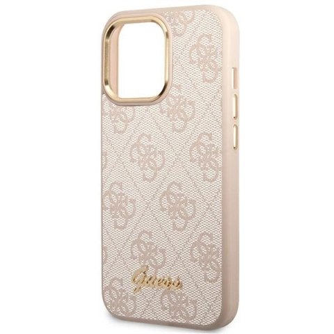 Etui Guess 4G Vintage Gold Logo na iPhone 14 Pro Max - różowe