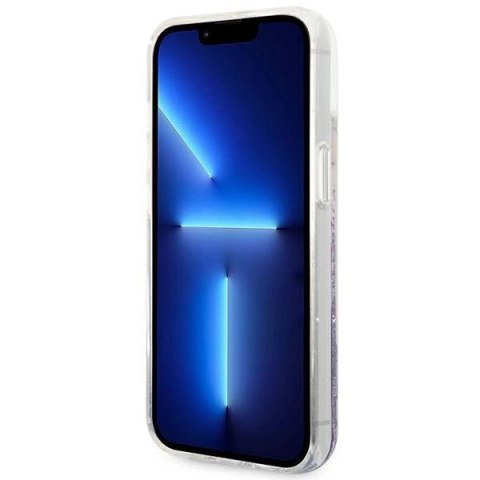 Etui Guess Flower Liquid Glitter na iPhone 14 Plus - fioletowe