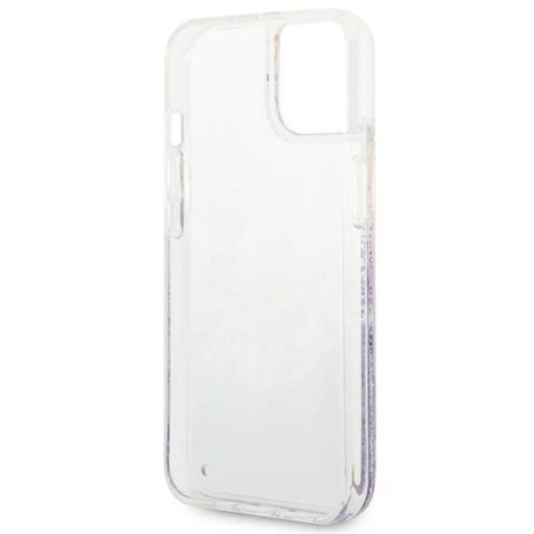 Etui Guess Flower Liquid Glitter na iPhone 14 Plus - fioletowe