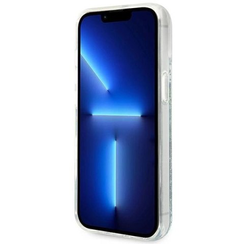 Etui Guess Flower Liquid Glitter na iPhone 14 - zielone