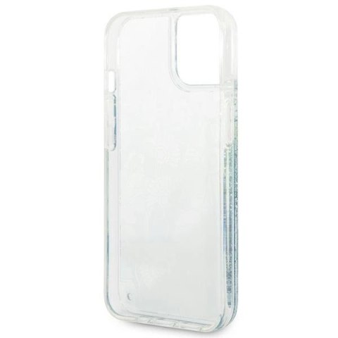 Etui Guess Flower Liquid Glitter na iPhone 14 - zielone