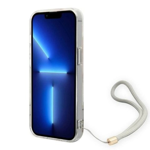 Etui Guess Flower Strap na iPhone 14 Plus - fioletowe