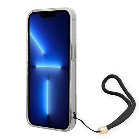 Etui Guess Flower Strap na iPhone 14 Plus - niebieskie