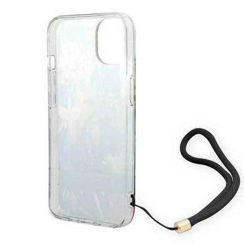 Etui Guess Flower Strap na iPhone 14 Plus - niebieskie