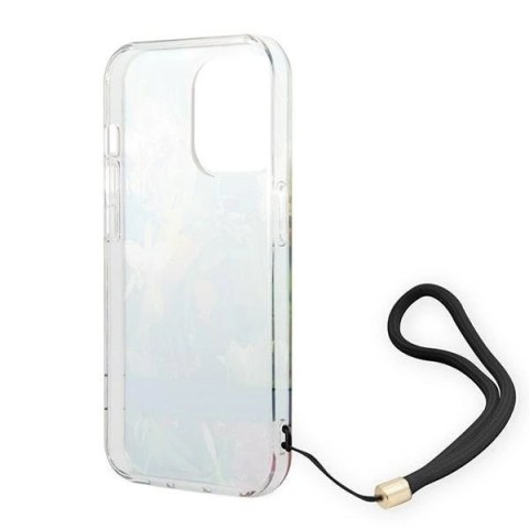 Etui Guess Flower Strap na iPhone 14 Pro Max - niebieskie