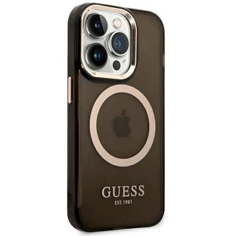 Etui Guess Gold Outline Translucent MagSafe na iPhone 14 Pro Max - czarne