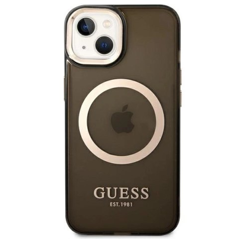 Etui Guess Gold Outline Translucent MagSafe na iPhone 14 - czarne