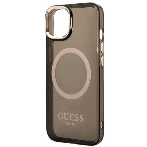 Etui Guess Gold Outline Translucent MagSafe na iPhone 14 - czarne