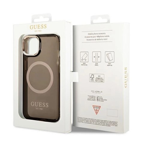 Etui Guess Gold Outline Translucent MagSafe na iPhone 14 - czarne