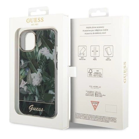 Etui Guess Jungle Collection na iPhone 14 Plus - zielone