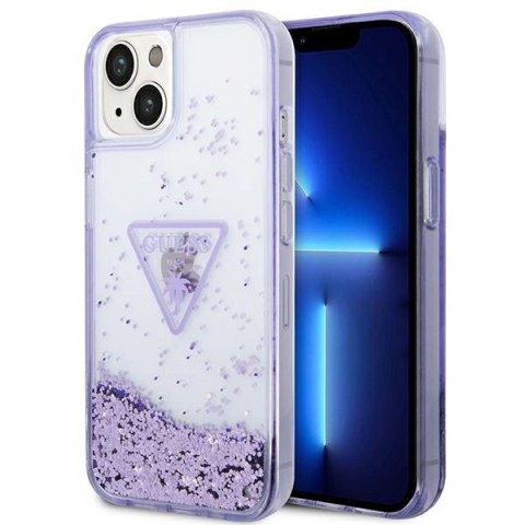 Etui Guess Liquid Glitter Palm Collection na iPhone 14 Plus 6,7" - fioletowe