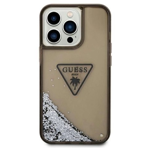 Etui Guess Liquid Glitter Palm Collection na iPhone 14 Pro Max - czarne