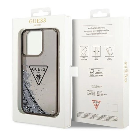 Etui Guess Liquid Glitter Palm Collection na iPhone 14 Pro Max - czarne