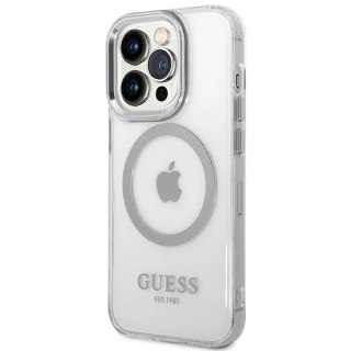 Etui Guess Metal Outline MagSafe na iPhone 14 Pro Max - srebrne