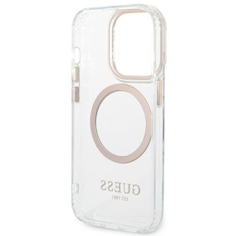 Etui Guess Metal Outline MagSafe na iPhone 14 Pro Max - złote