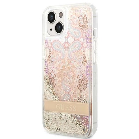 Etui Guess Paisley Liquid Glitter na iPhone 14 Plus - złote