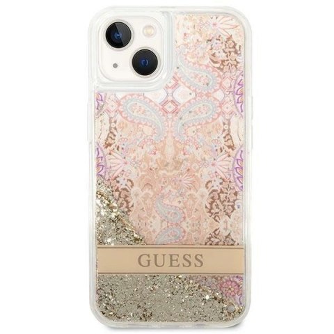 Etui Guess Paisley Liquid Glitter na iPhone 14 Plus - złote