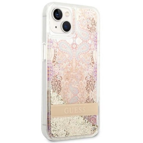 Etui Guess Paisley Liquid Glitter na iPhone 14 Plus - złote