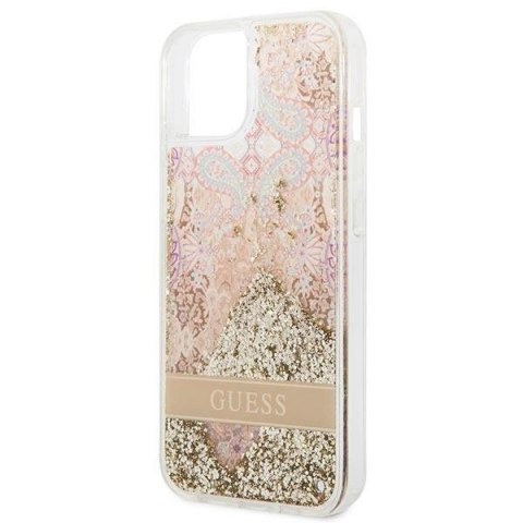 Etui Guess Paisley Liquid Glitter na iPhone 14 Plus - złote