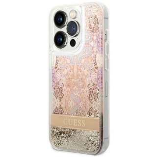 Etui Guess Paisley Liquid Glitter na iPhone 14 Pro Max - złote