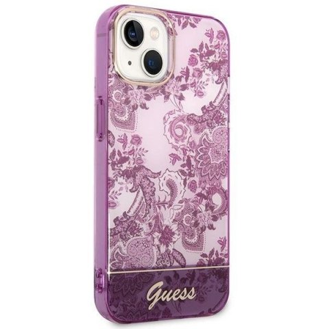 Etui Guess Porcelain Collection na iPhone 14 Plus - fuksjowe