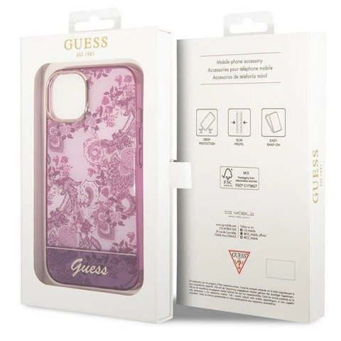 Etui Guess Porcelain Collection na iPhone 14 Plus - fuksjowe