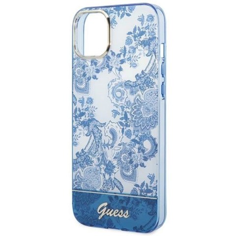 Etui Guess Porcelain Collection na iPhone 14 Plus - niebieskie