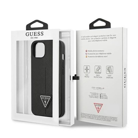 Etui Guess Saffiano Triangle Logo na iPhone 14 Plus - czarne