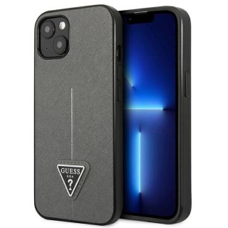 Etui Guess Saffiano Triangle Logo na iPhone 14 Plus - srebrne