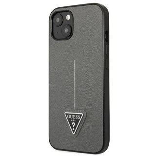 Etui Guess Saffiano Triangle Logo na iPhone 14 Plus - srebrne