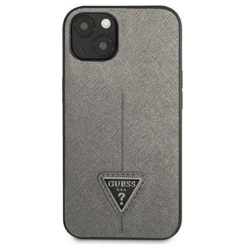 Etui Guess Saffiano Triangle Logo na iPhone 14 Plus - srebrne