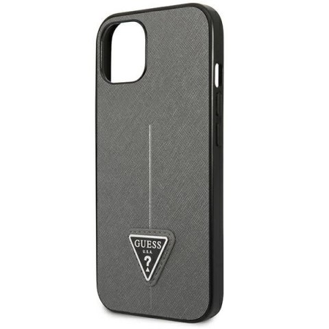 Etui Guess Saffiano Triangle Logo na iPhone 14 Plus - srebrne