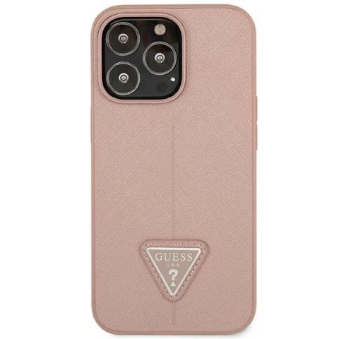 Etui Guess Saffiano Triangle Logo na iPhone 14 Pro Max - różowe