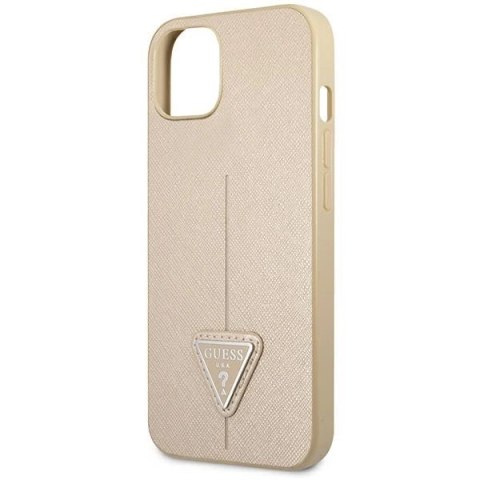 Etui Guess Saffiano Triangle Logo na iPhone 14 - beżowe